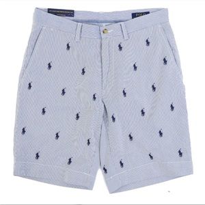 Free Ship! NWT! Polo Ralph Lauren Navy Pinstriped Logo Shorts 9” Men’s Size 36